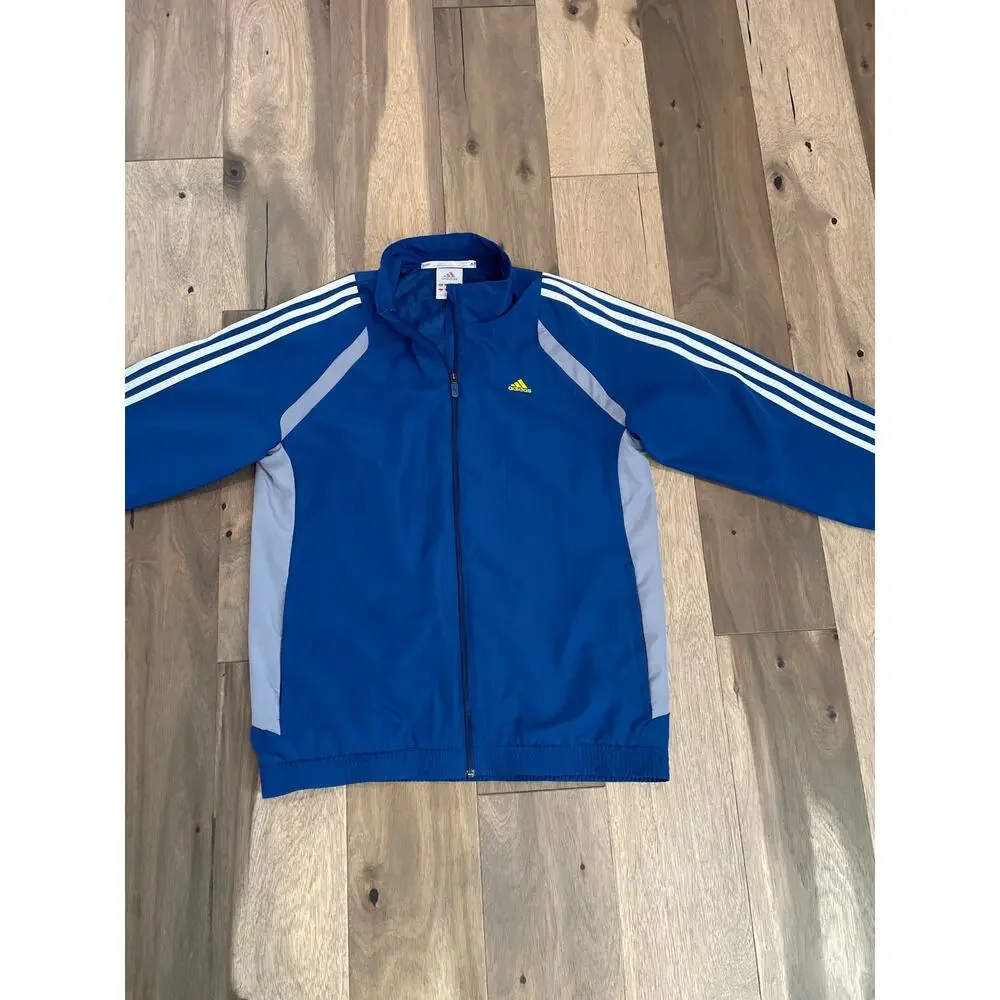 Adidas Men’s Windbreaker Full Zip Blue Logo Size M